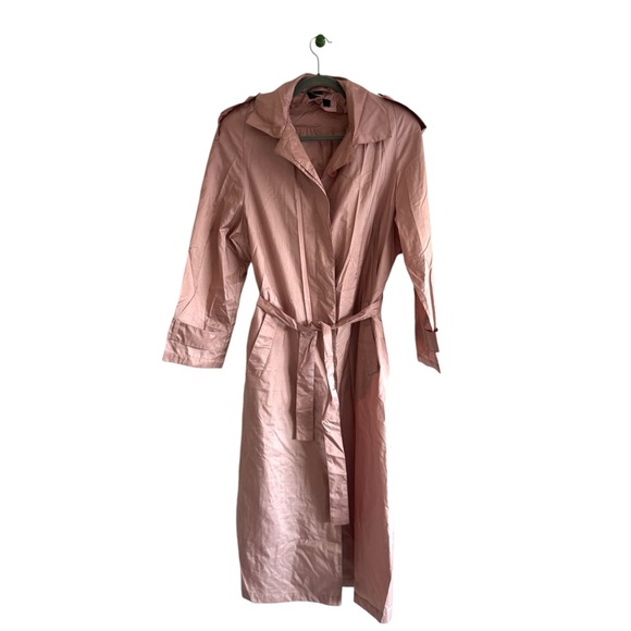 Alorna Made In Hong Kong Vintage Pink Rain Trench Coat Polyester Belted - Picture 1 of 13